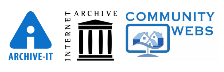 Logos of Archive-It, Internet Archive and Community Webs